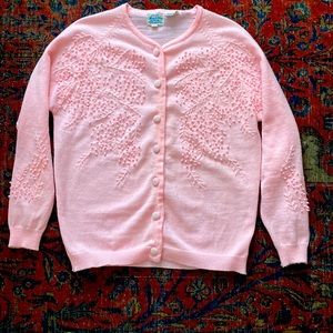 Vintage 1940s-50s Pink Embroidered Sweater - image 1